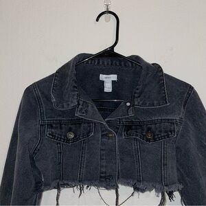 Forever 21 Black Cropped Denim Jacket